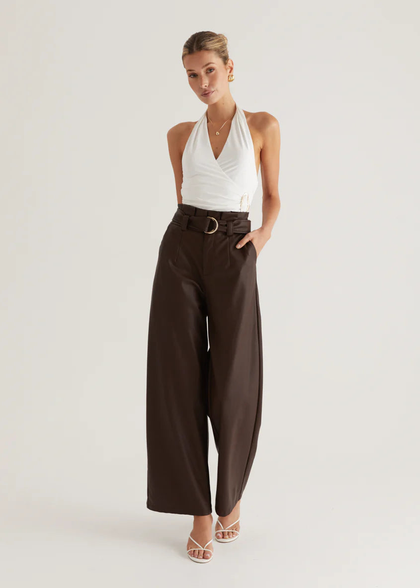 Mariah PU Pants - Espresso