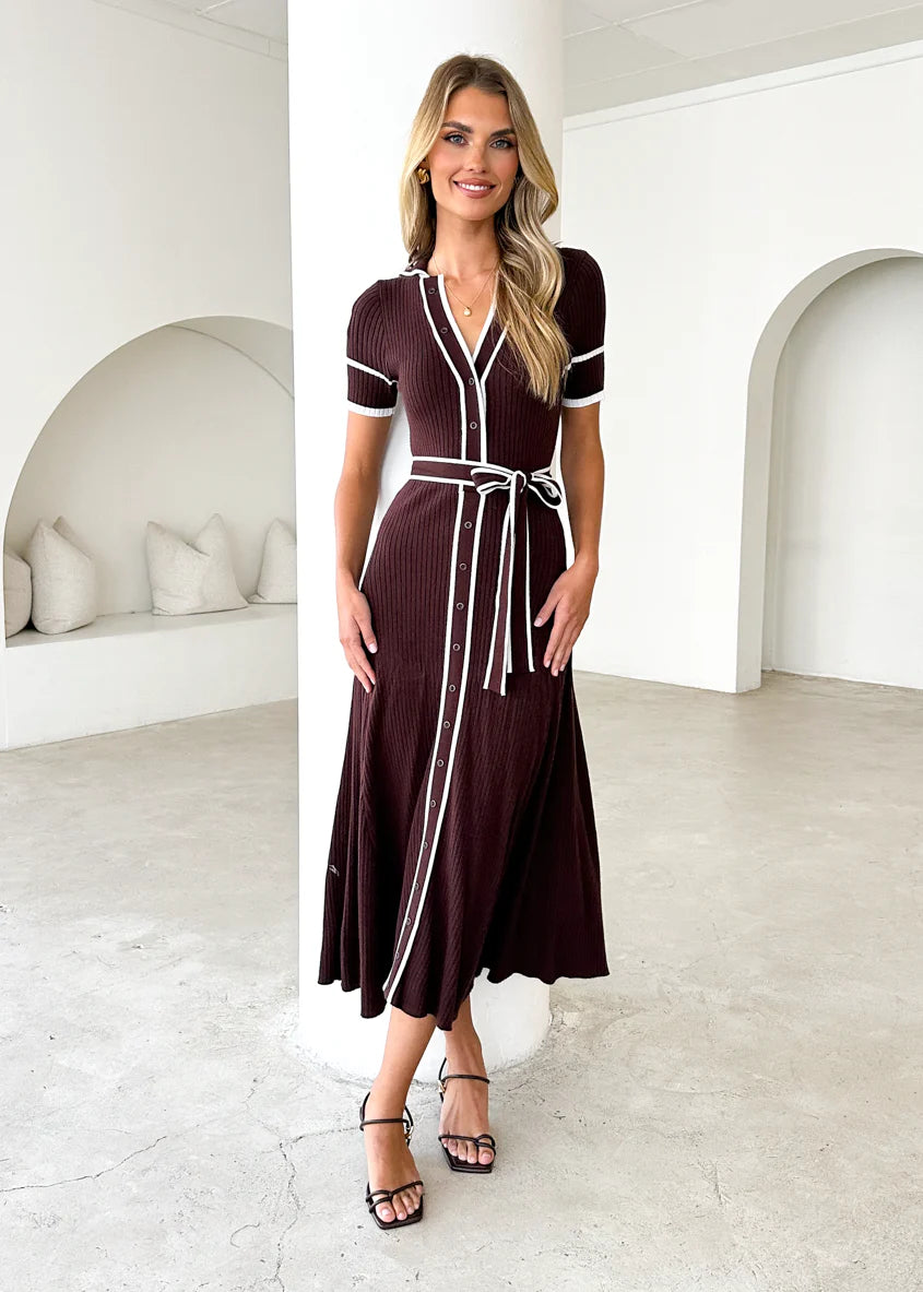Jules Knit Midi Dress - Espresso