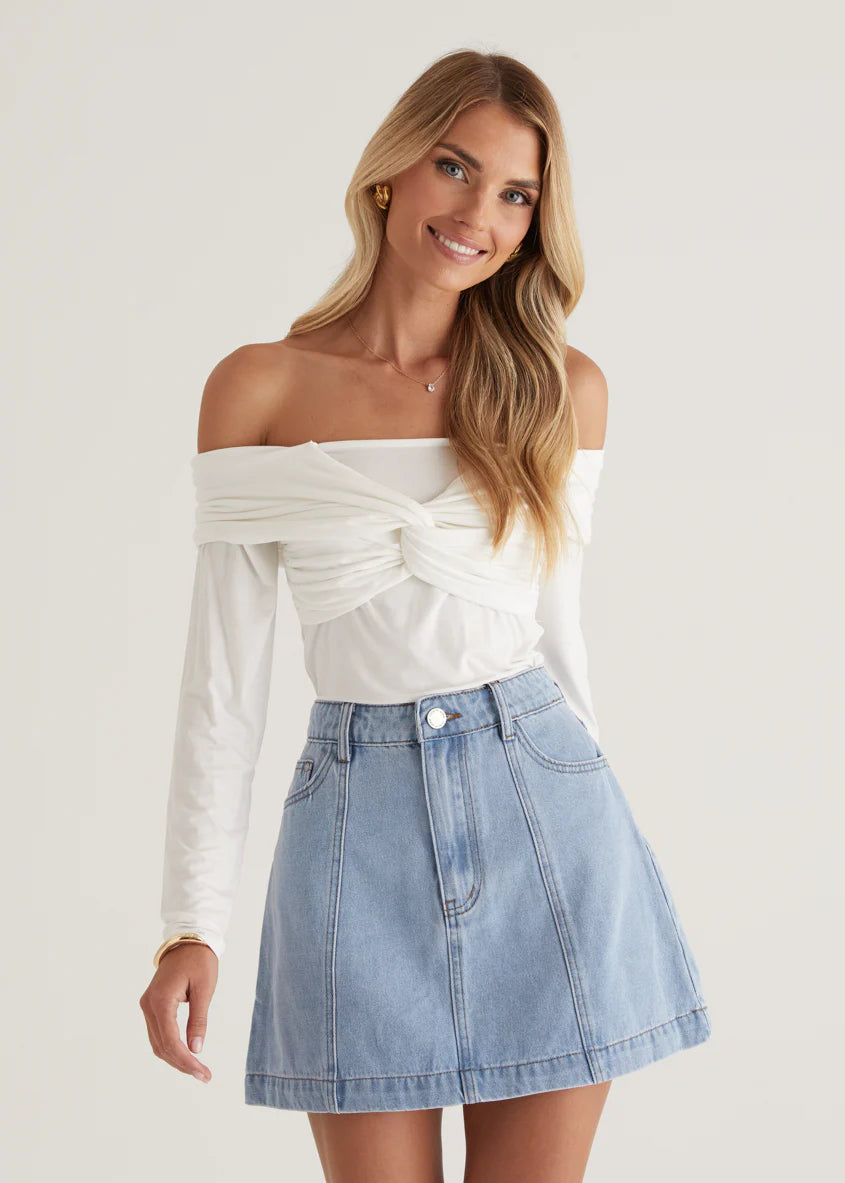 Saira Jersey Top - Off White