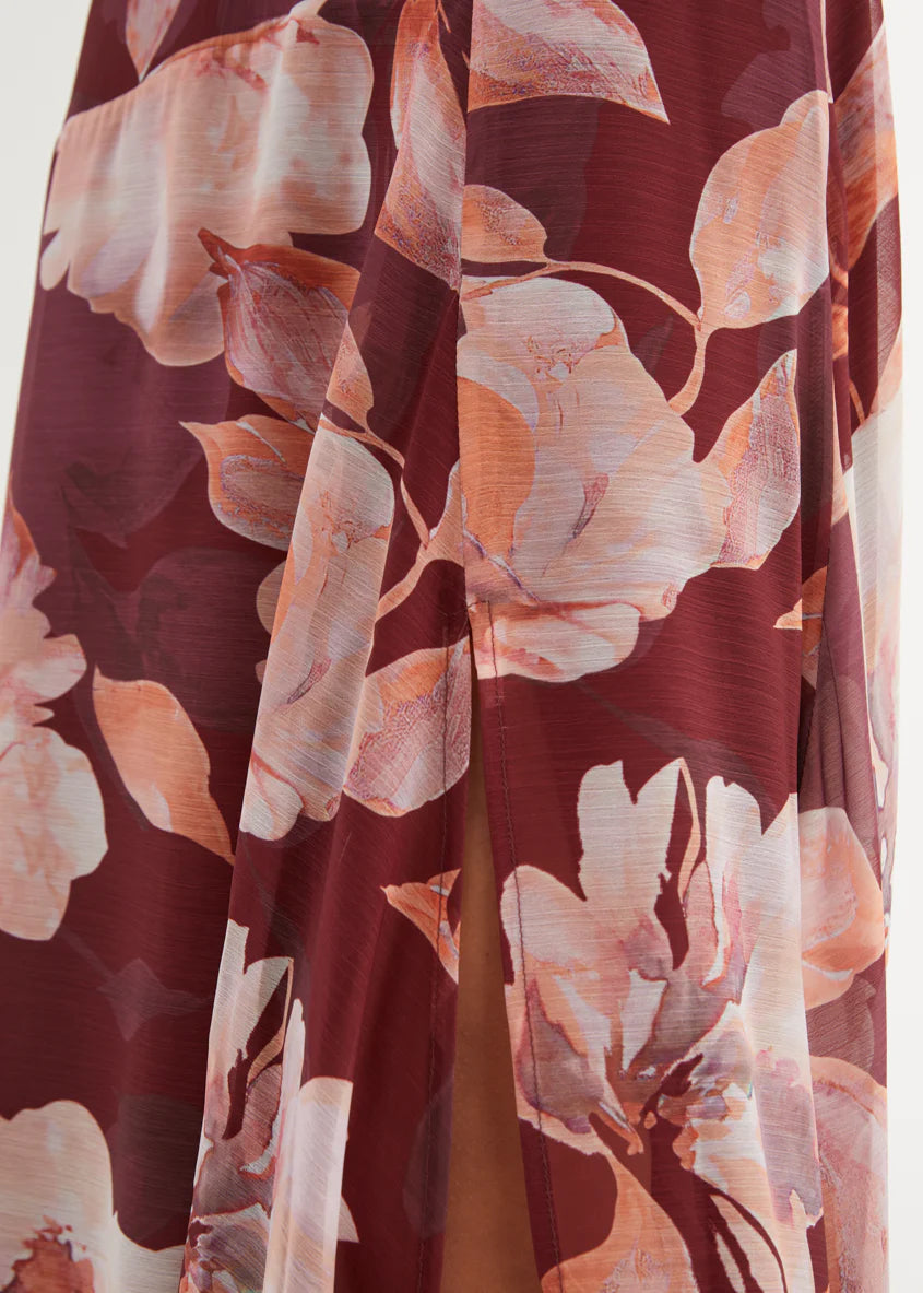 Tatum Maxi Skirt - Burgundy Floral