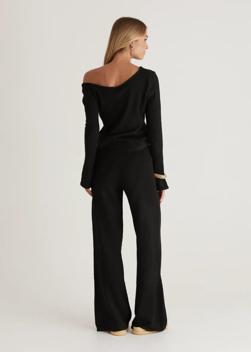 Ivy One Shoulder Top - Black