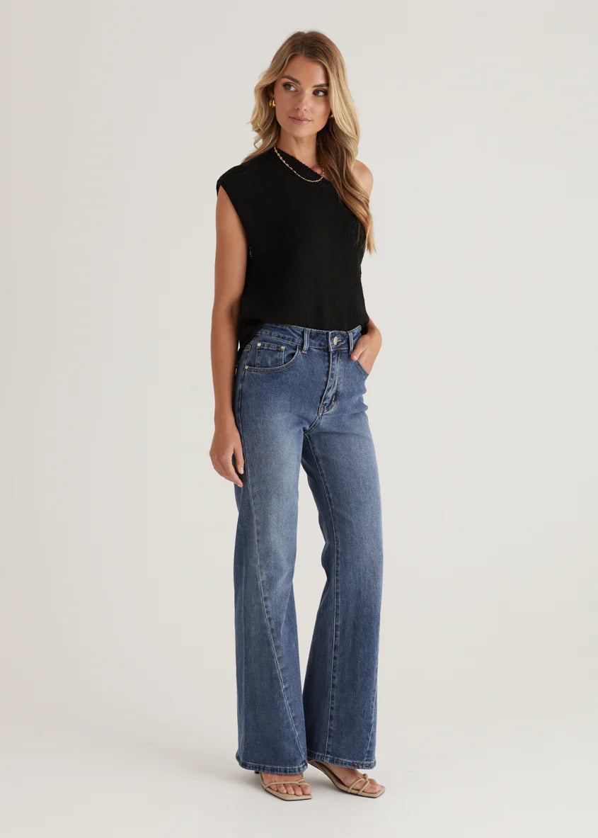 Georgie Stretch Flare  Jeans - Mid Blue
