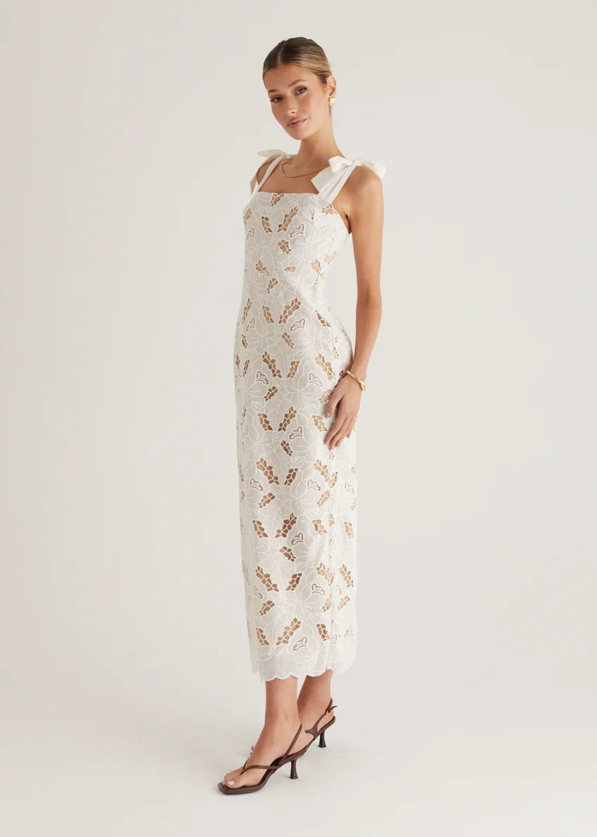 Serenity Embroidered Maxi Dress - Off White