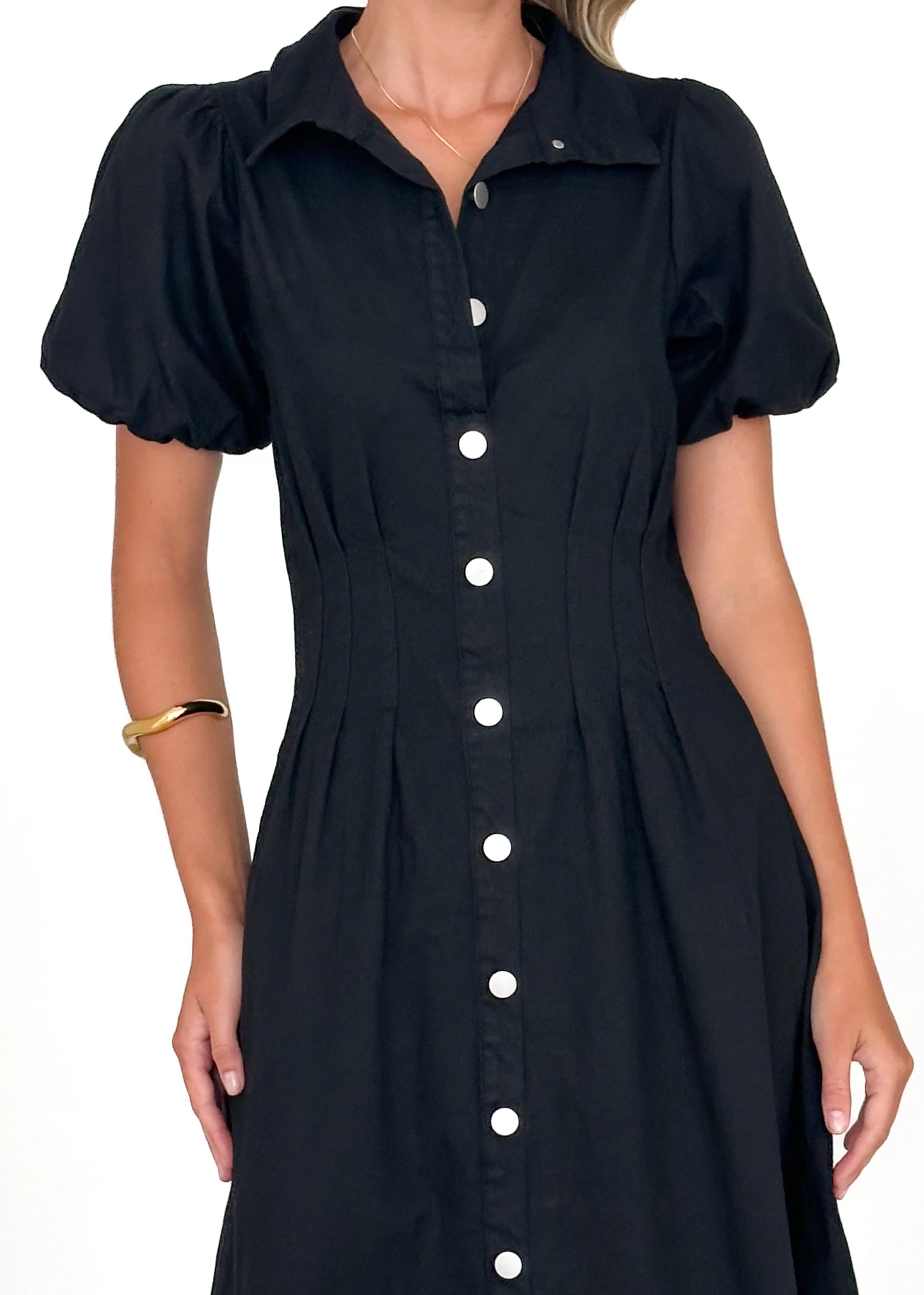 Acer Denim Midi Dress - Black