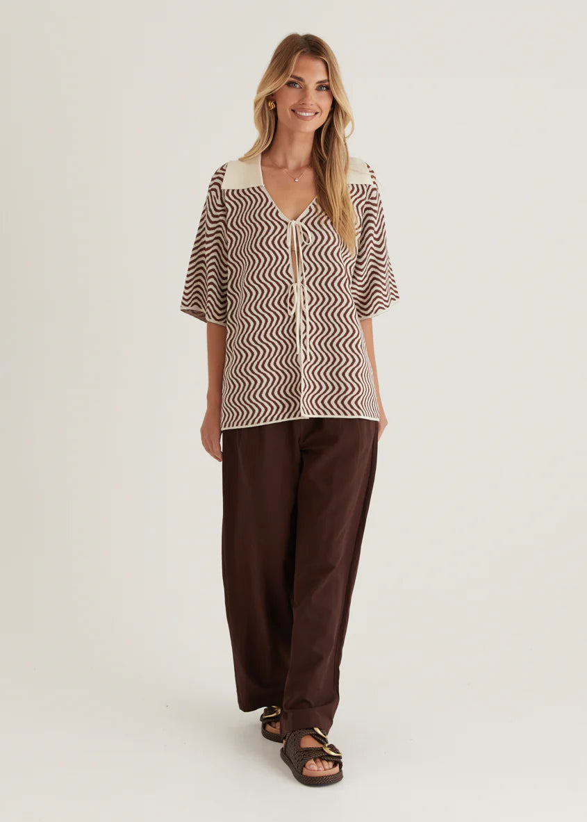 Charley Knit Top - Brown Swirl