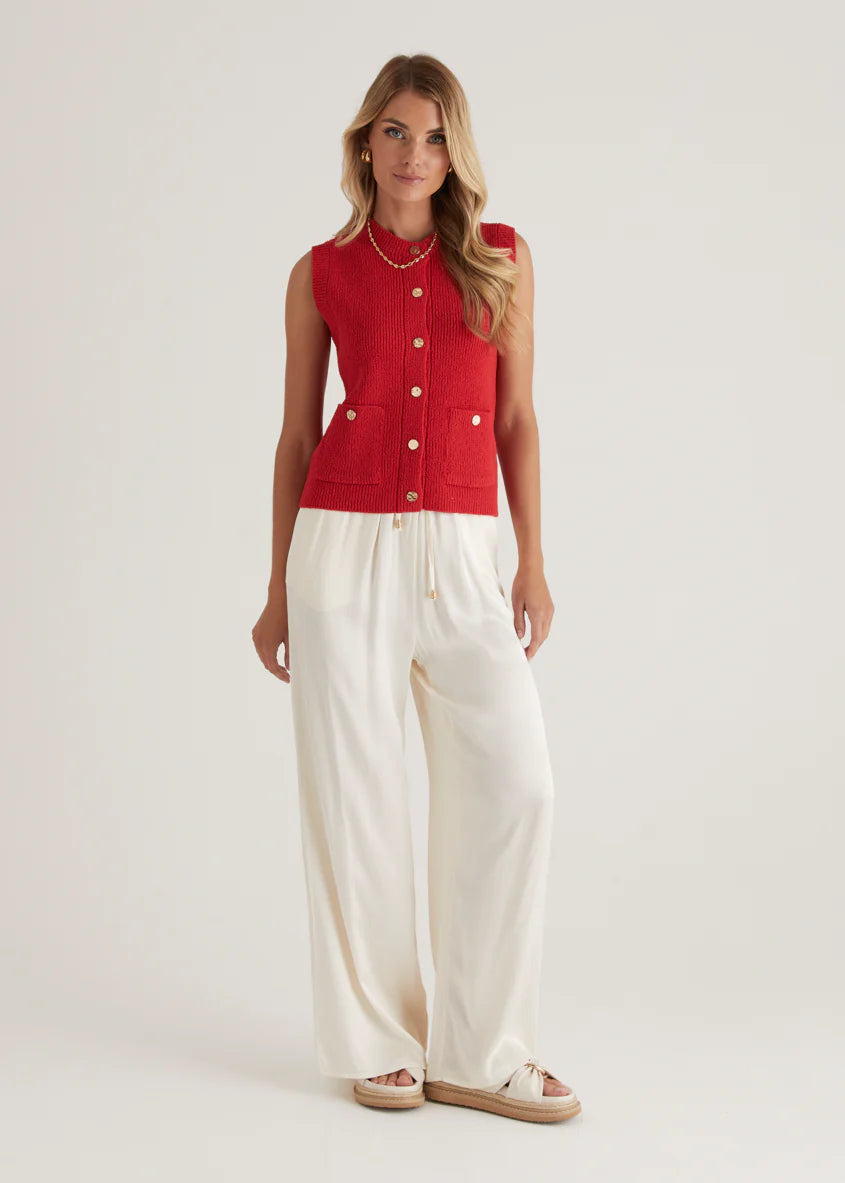 Wrennie Knitted Vest - Red