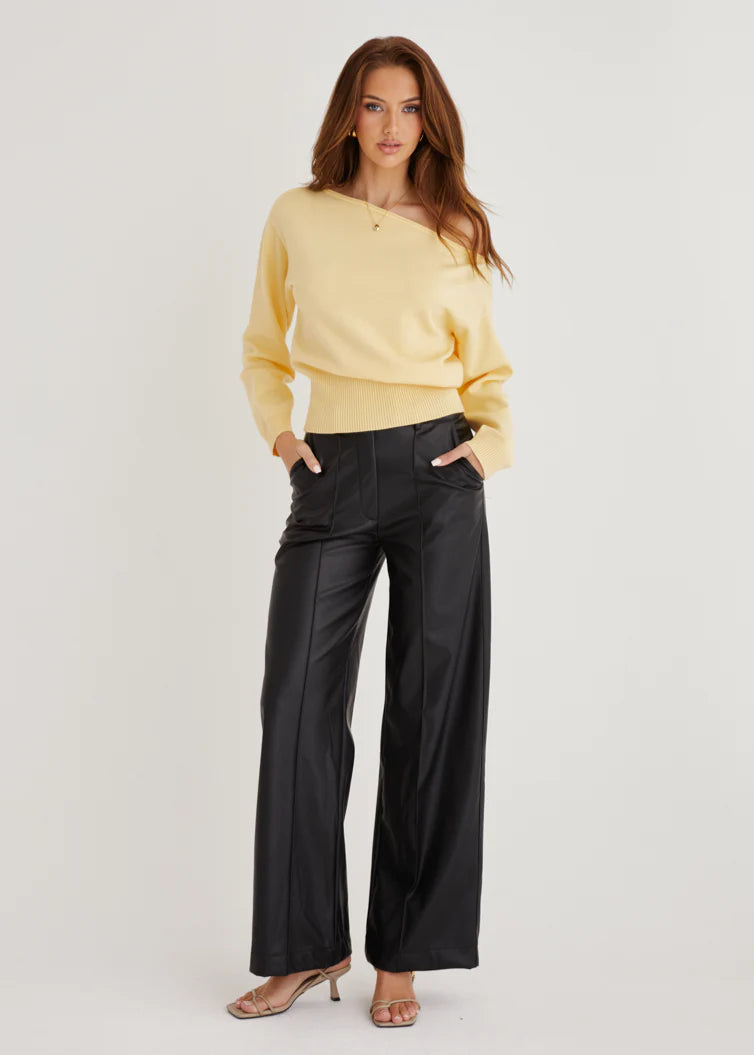 Ally Drop Shoulder Knit Top - Lemon