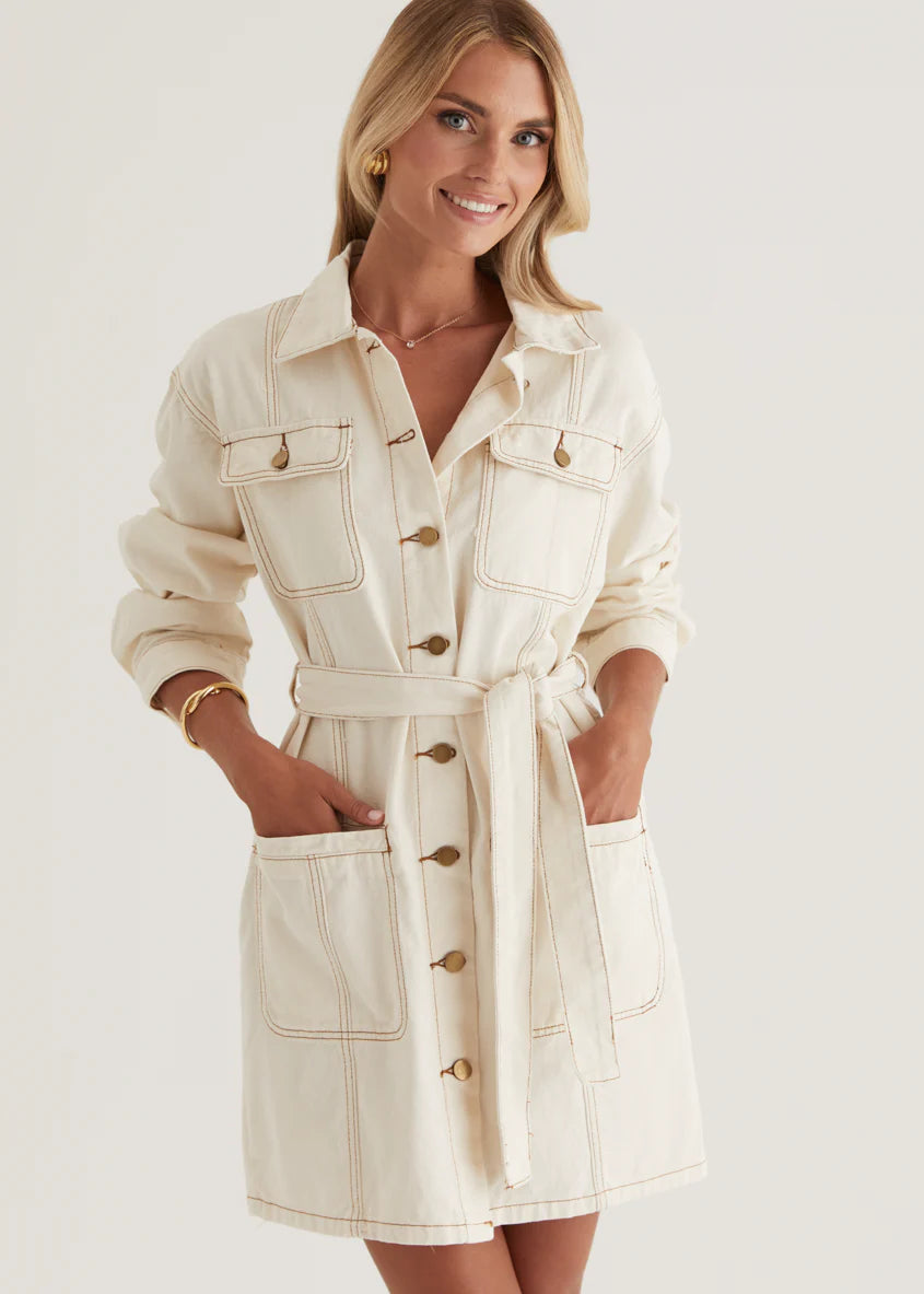 Begra Denim Dress - Sand