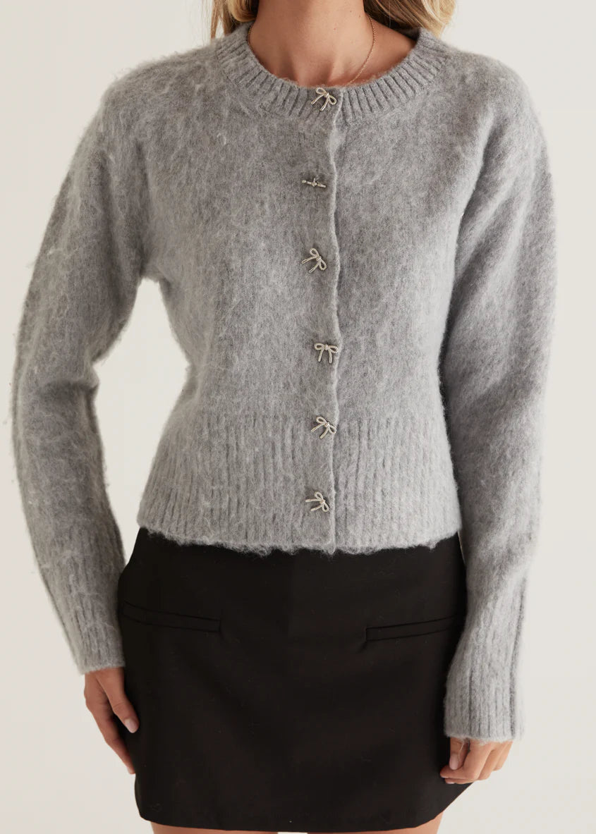 Amari Bow Sweater - Grey