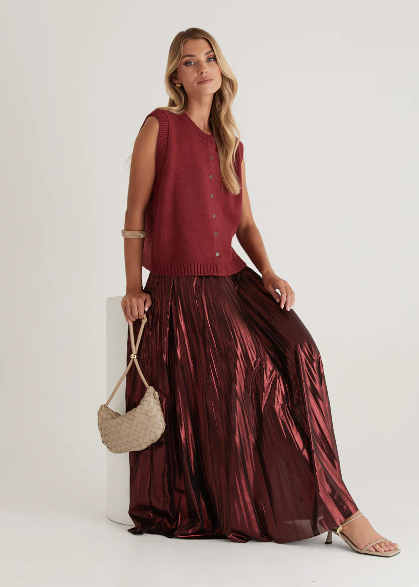 Twilight Midi Skirt - Burgundy
