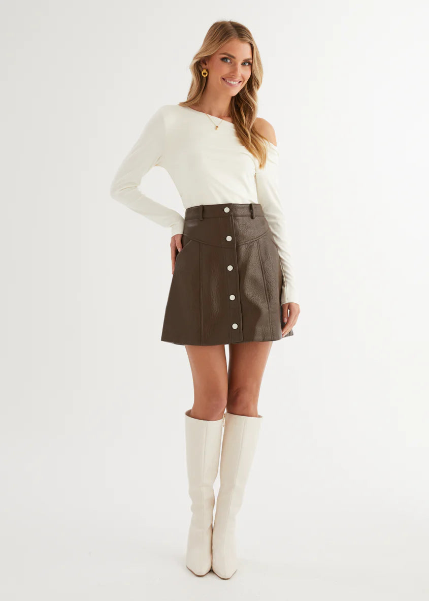 Bittersweet PU Skirt - Espresso