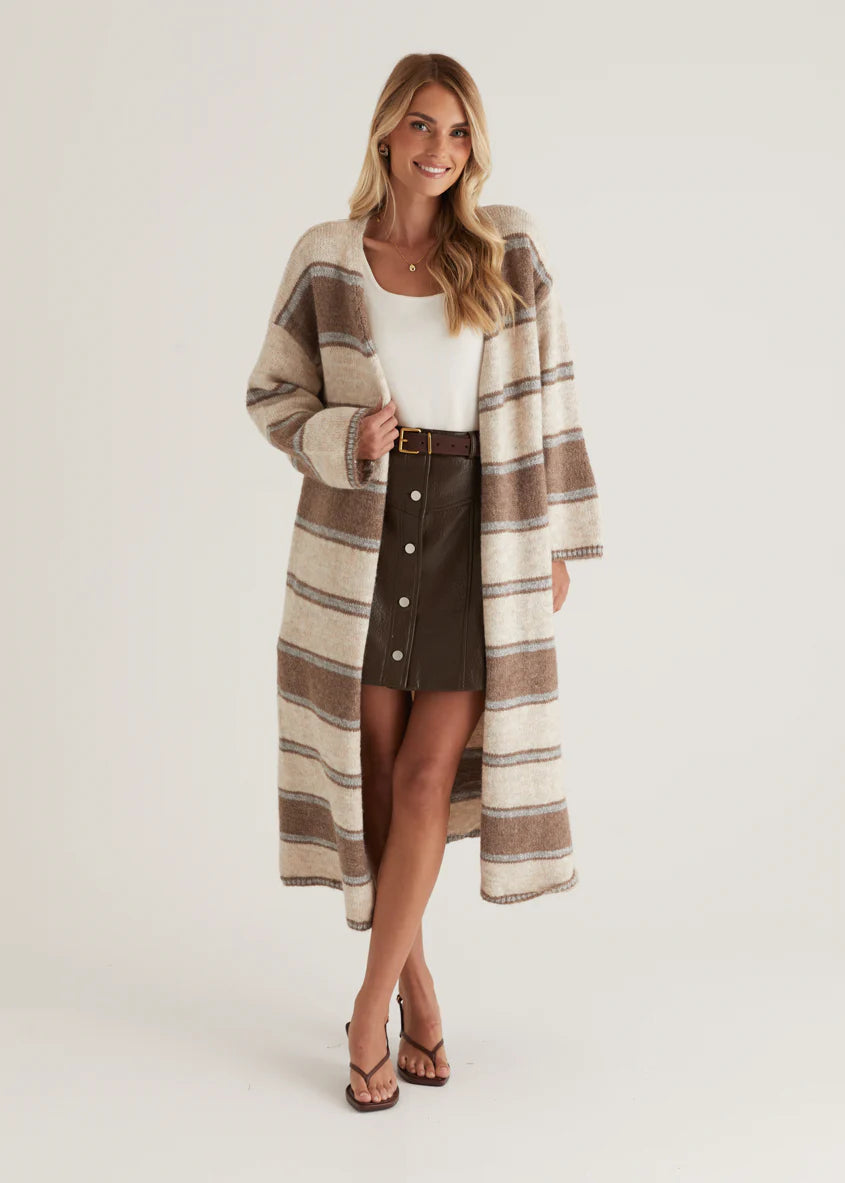 Yourta Cardigan - Brown Stripe