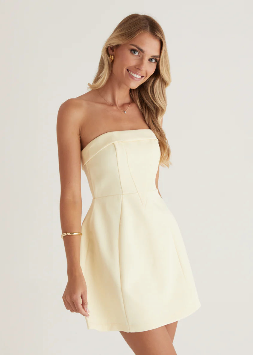 Mahala Strapless Dress - Lemon