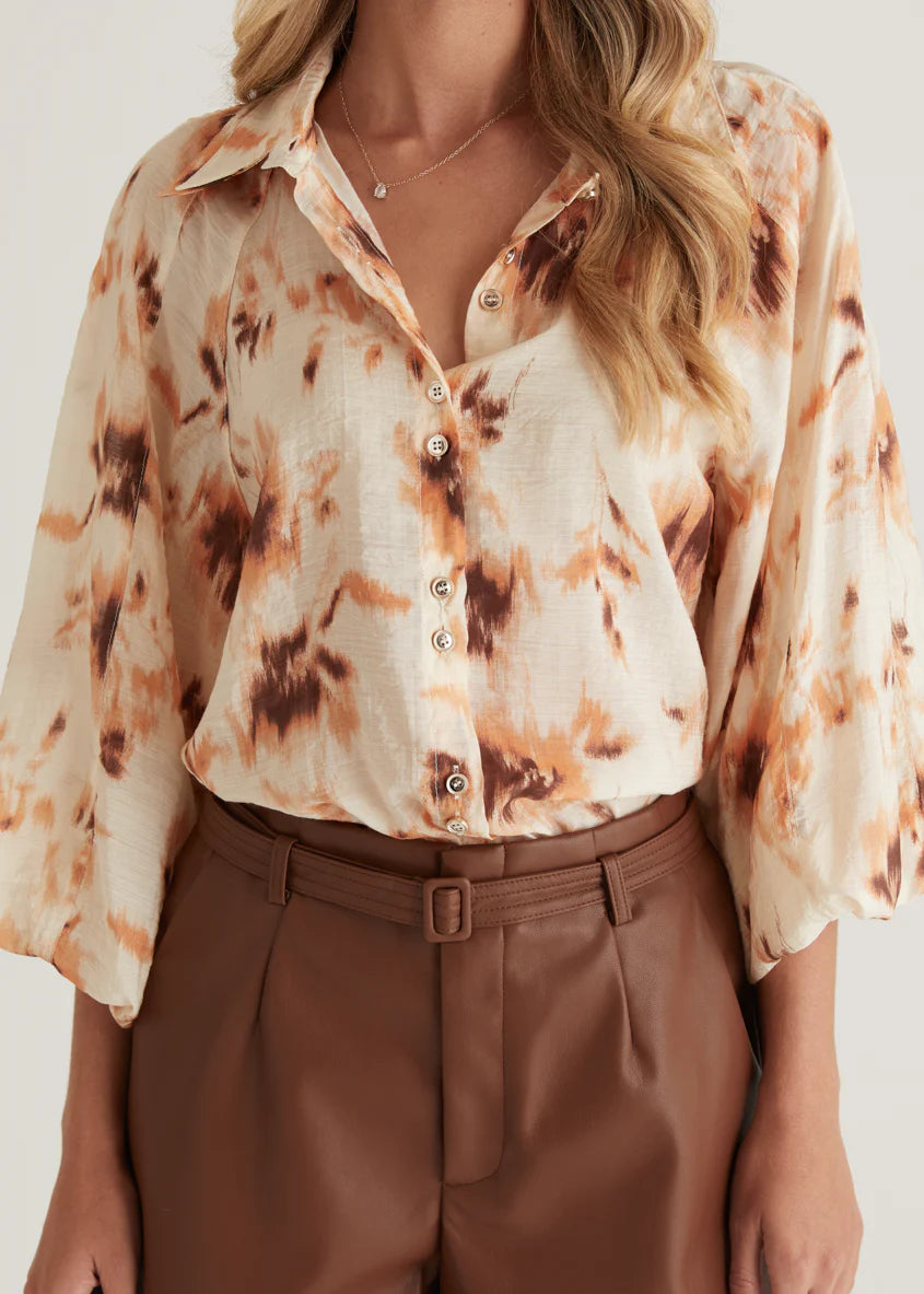 Aleena Blouse - Peach Abstract