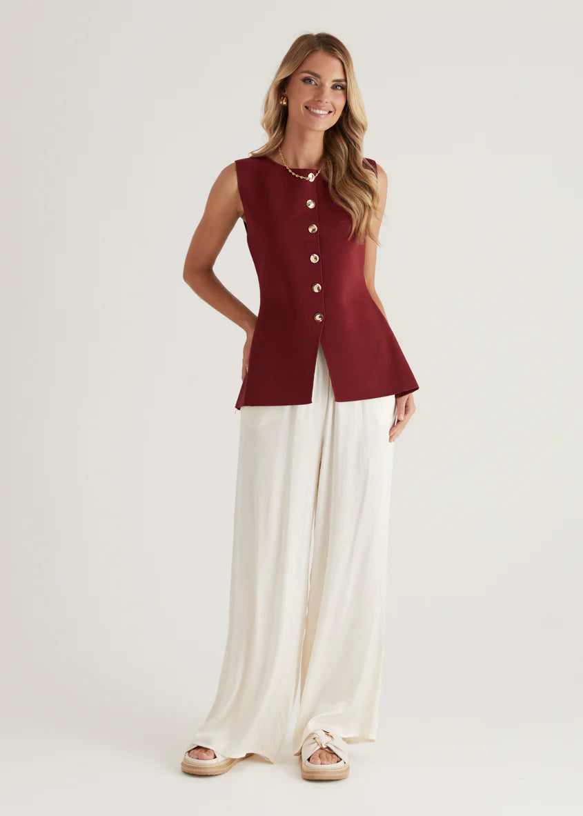 Tristy Knit Vest - Merlot