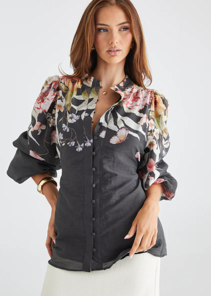 Zarline Blouse - Black Garden
