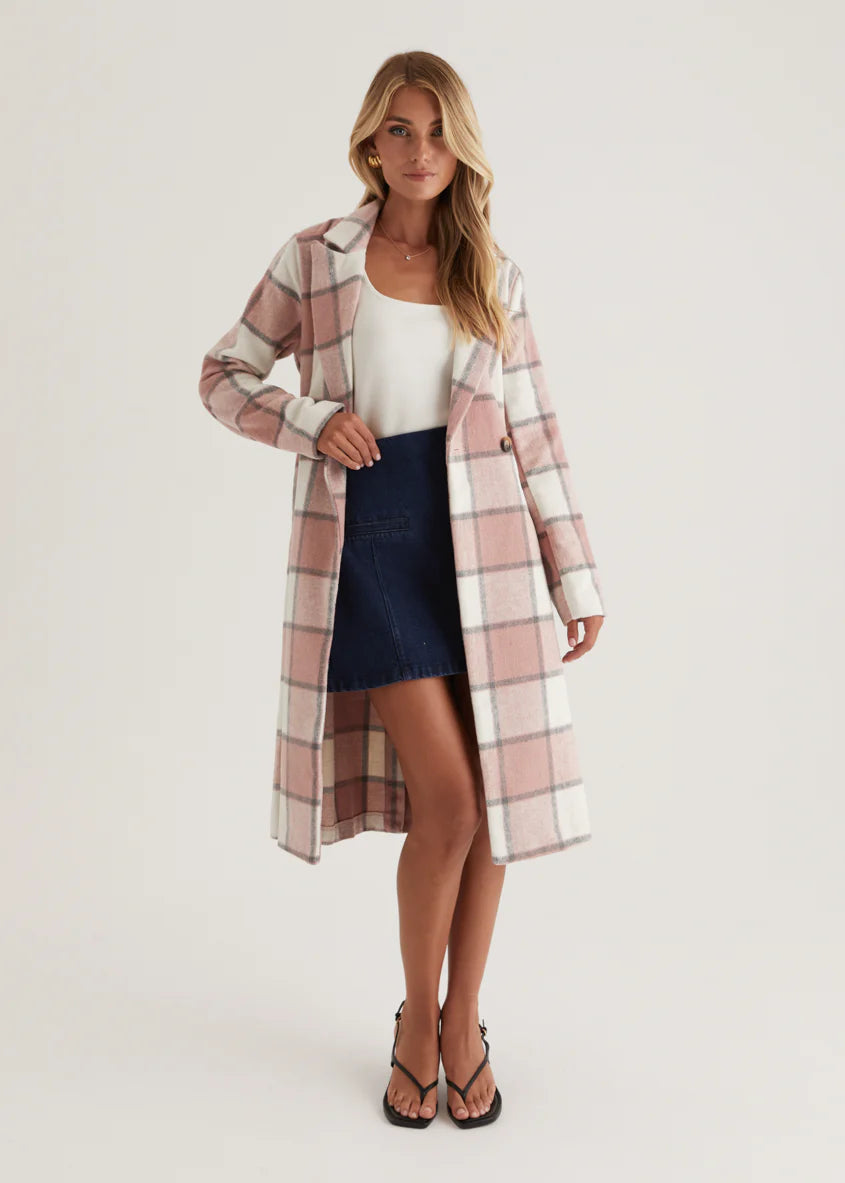 Krizzie Coat - Pink Check