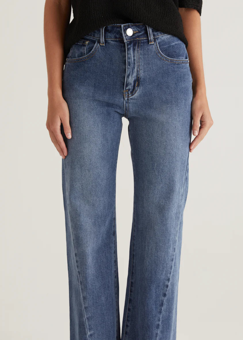 Georgie Stretch Flare  Jeans - Mid Blue