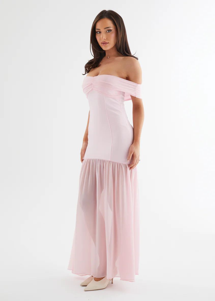 Tilly Off Shoulder Maxi Dress - Soft Pink