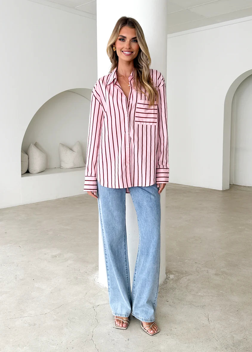 Poppy Shirt - Pink Stripe