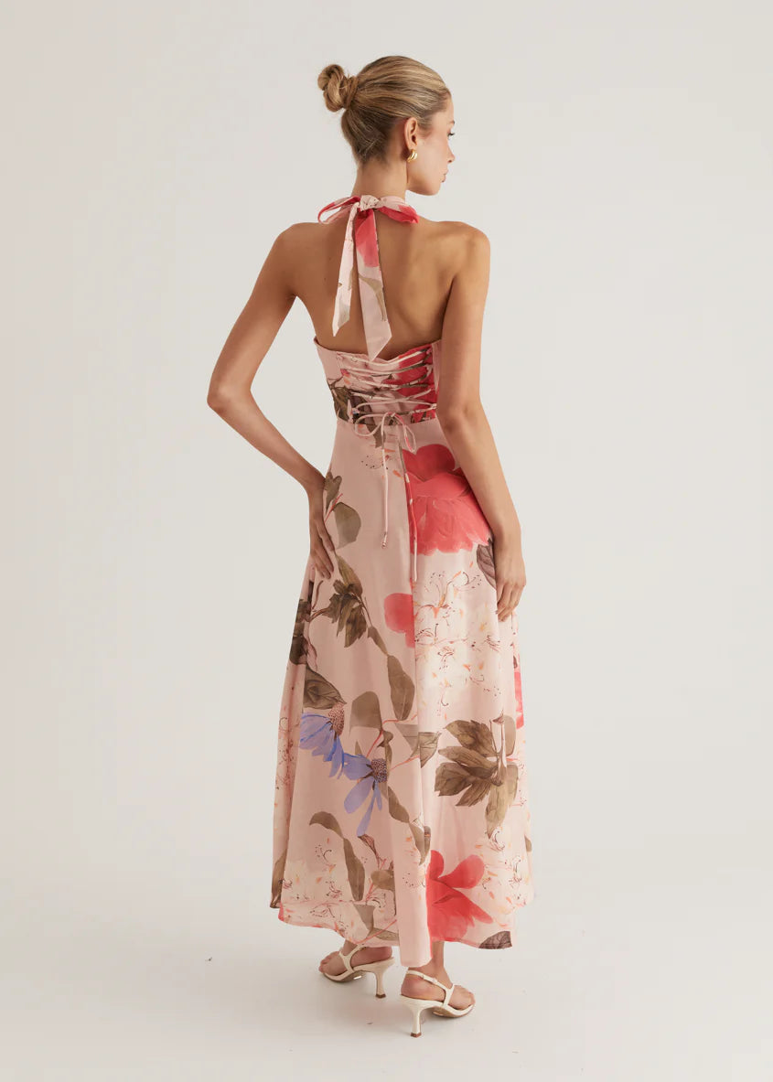 Ricky Halter Maxi Dress - Blush Floral