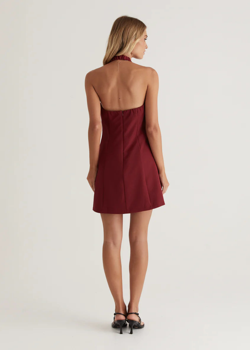 Oaklyn Halter Dress - Burgundy