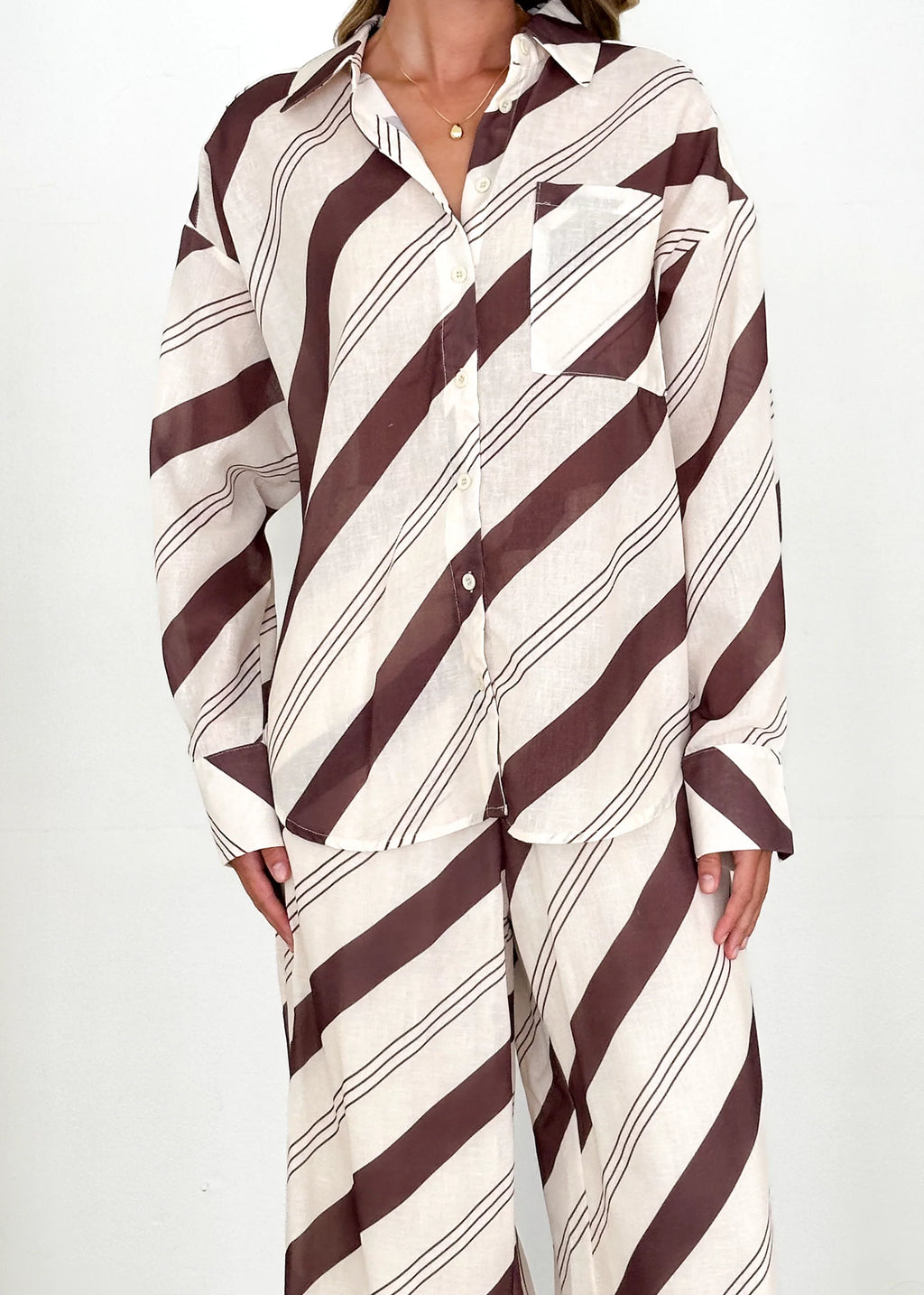 Jessa Shirt - Choc Stripe