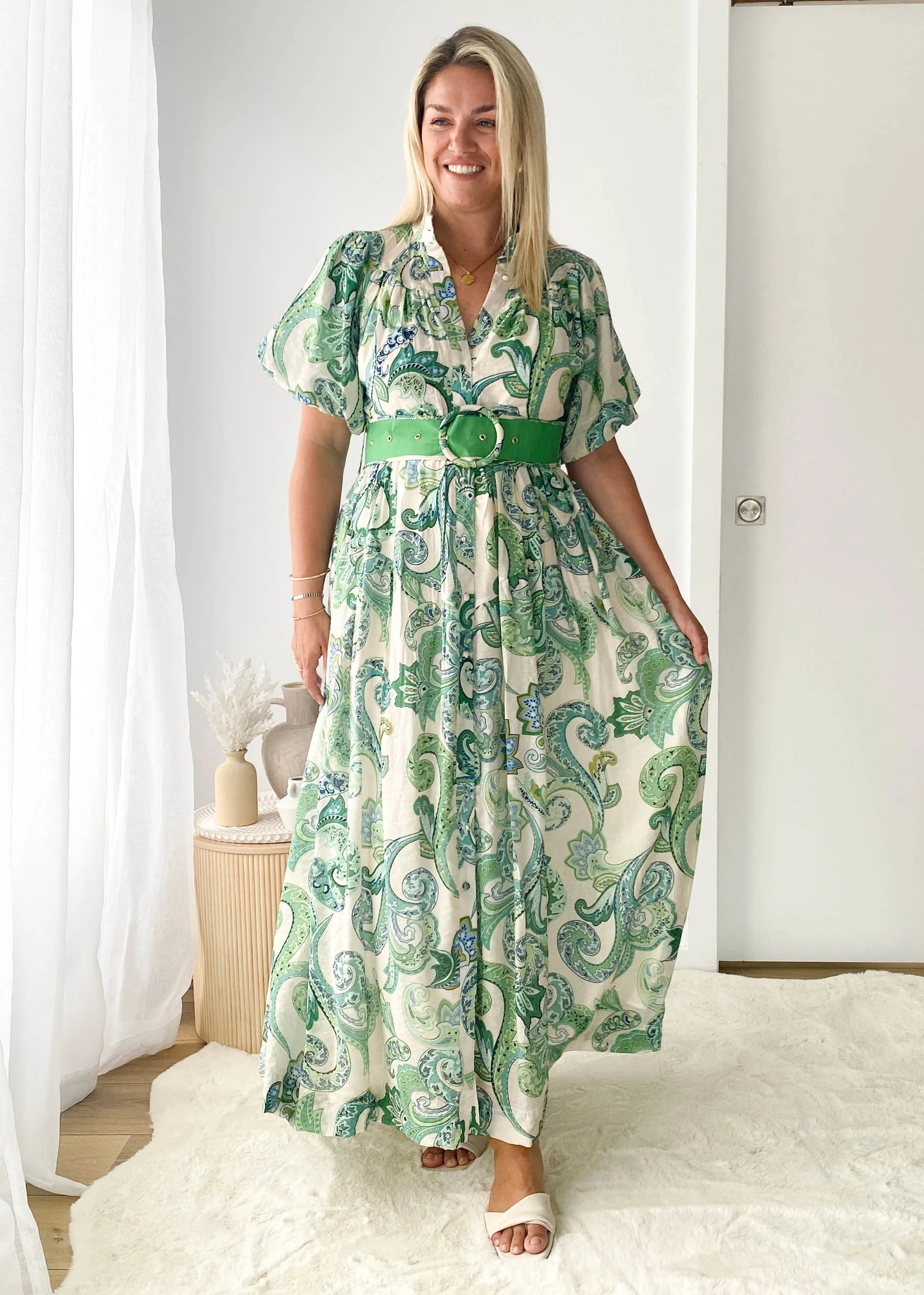Ciroc Maxi Dress - Green Paisley