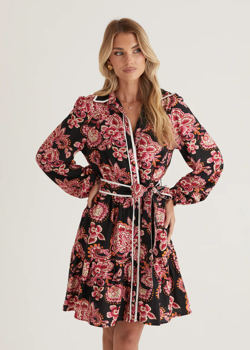 Skyler Dress - Black Paisley