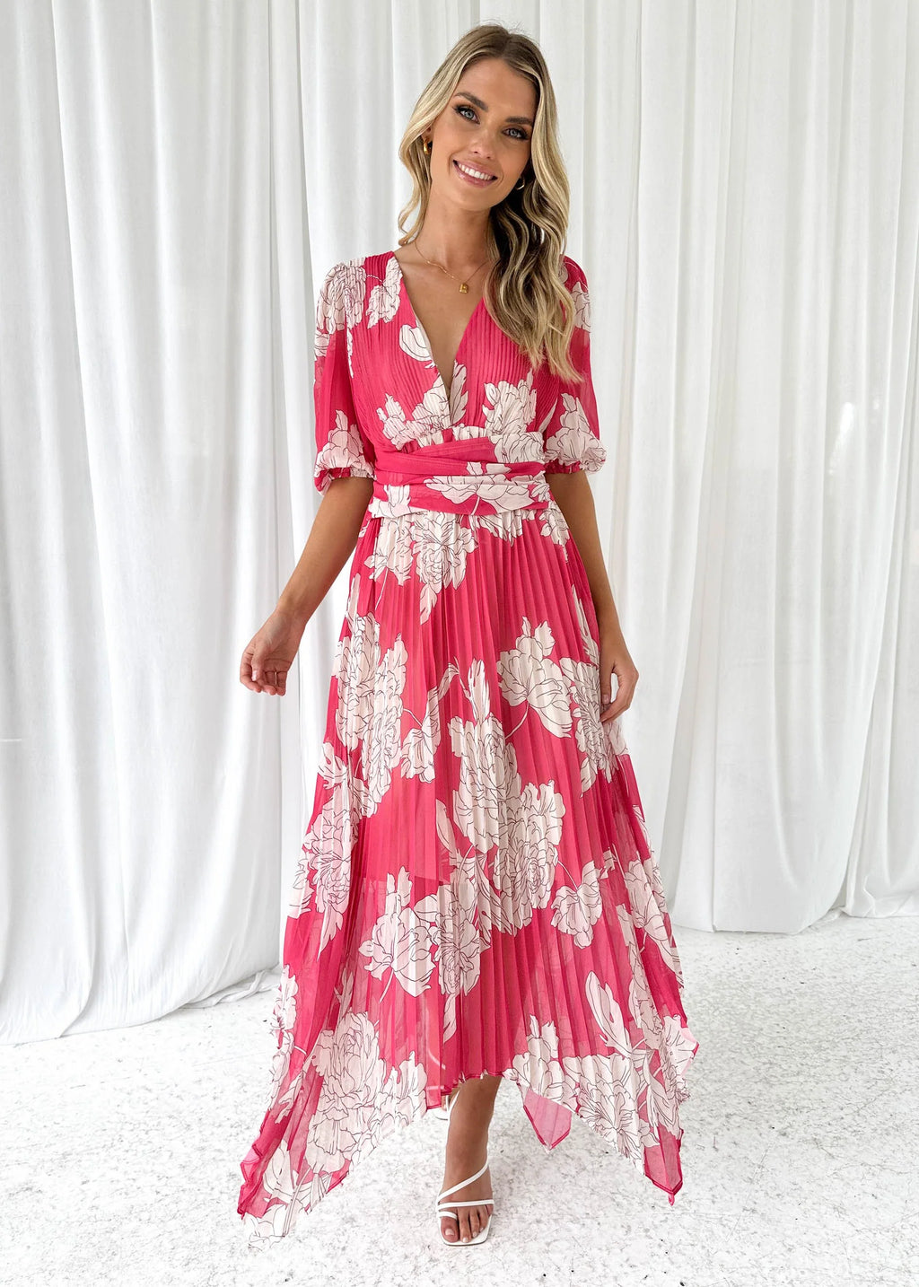 Twinker Midi Dress - Pink Floral