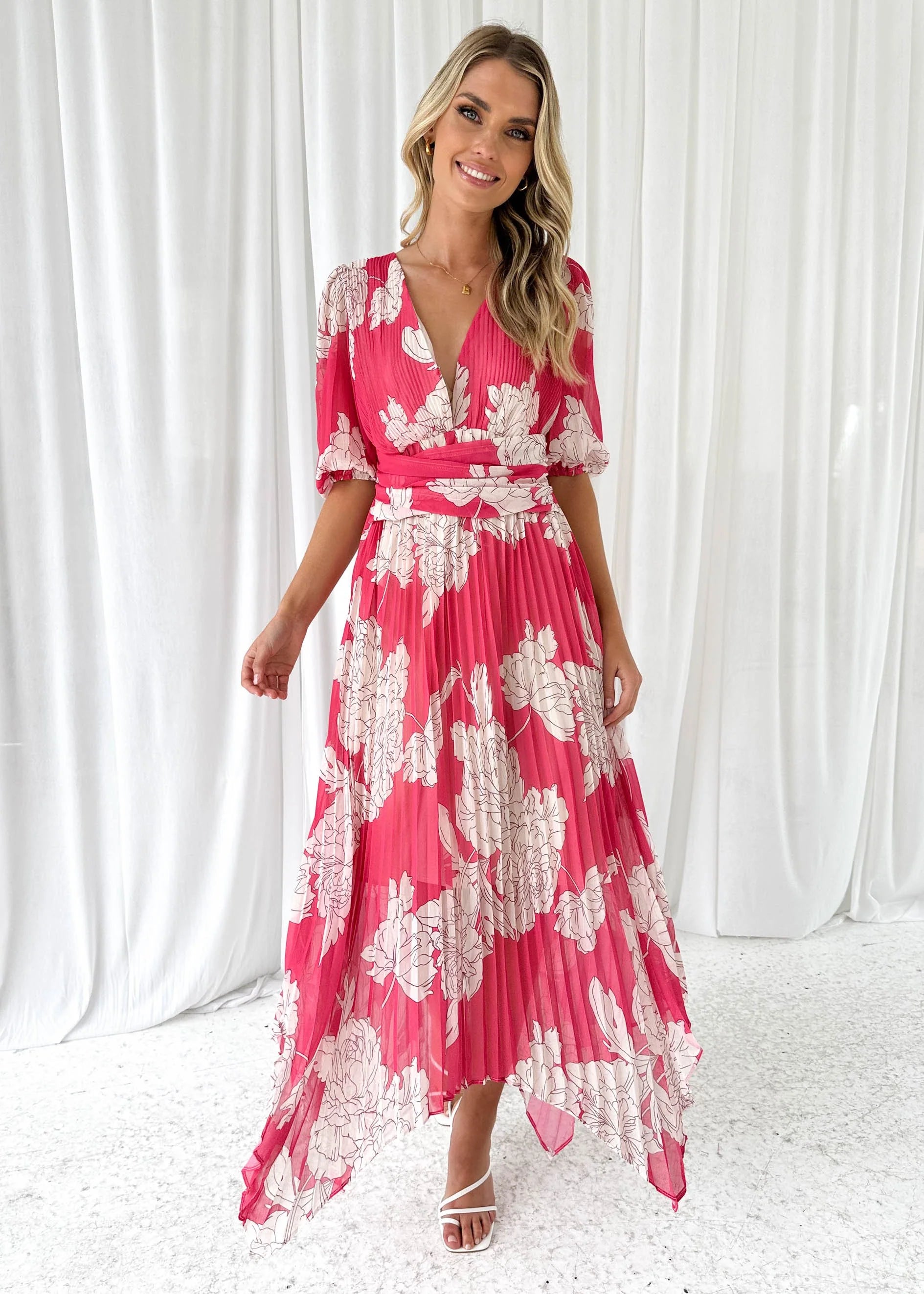 Twinker Midi Dress - Pink Floral
