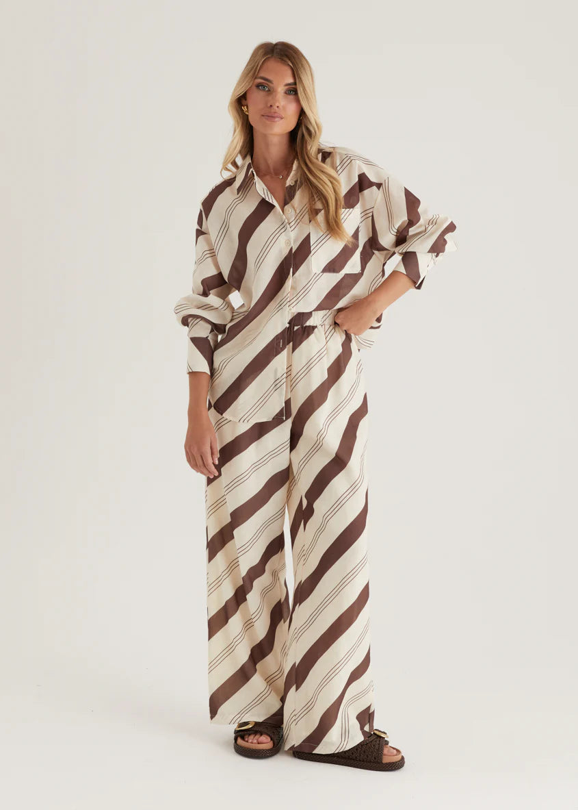 Jessa Shirt - Choc Stripe