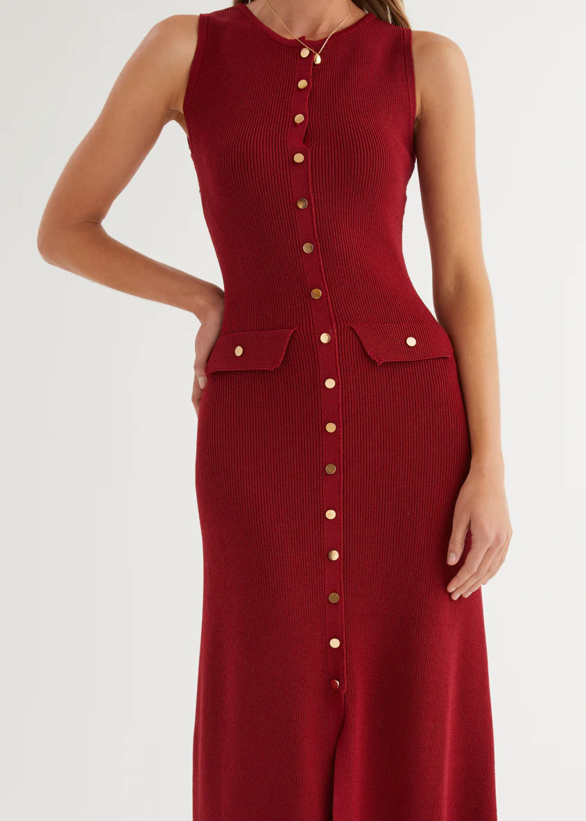 Tully Knit Midi Dress - Wine