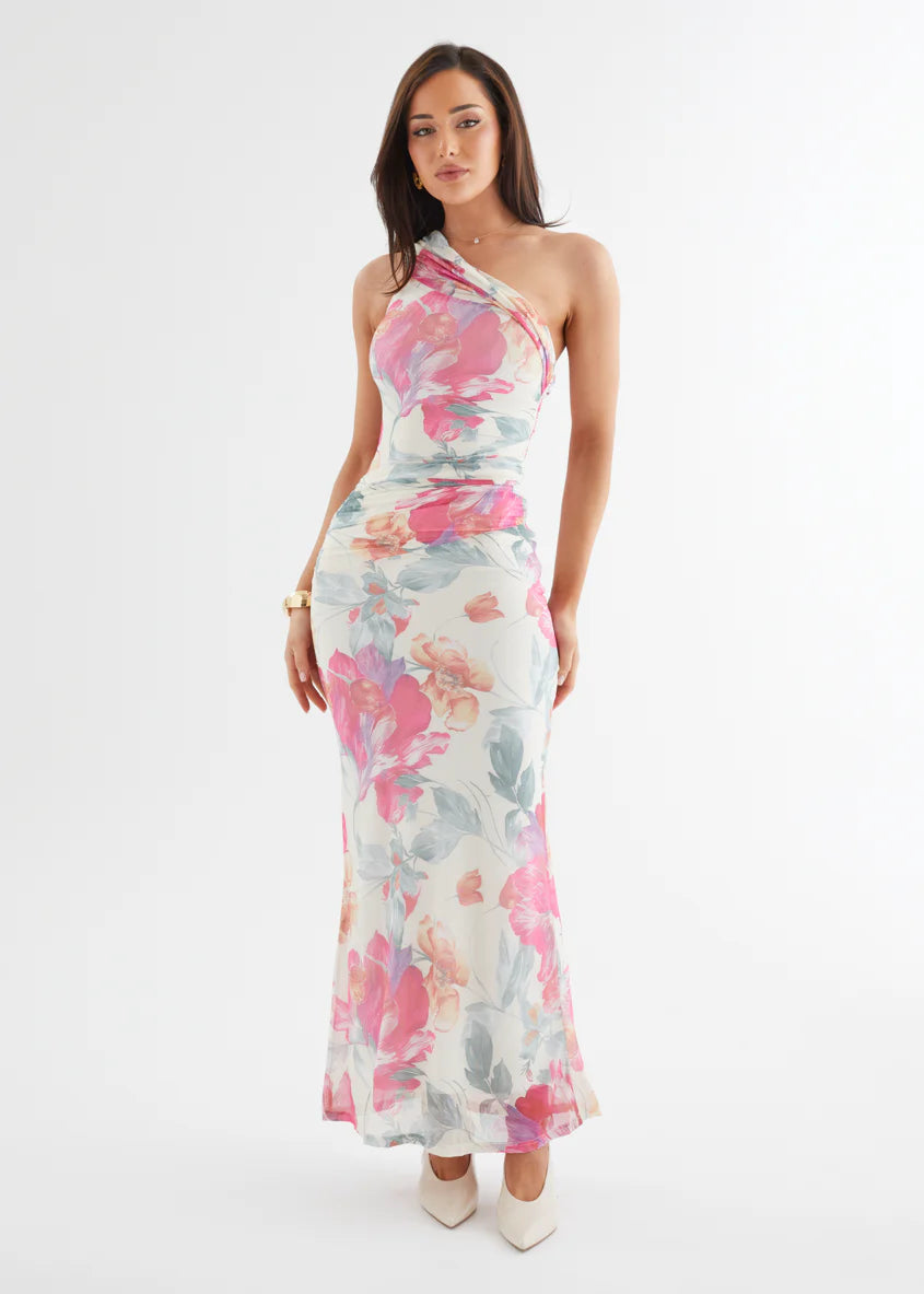 Allina Mesh Maxi Dress - Vanilla Floral