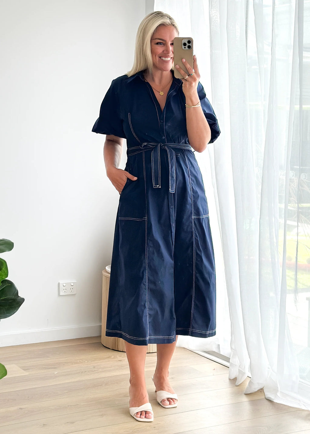 Pintura Midi Dress - Navy
