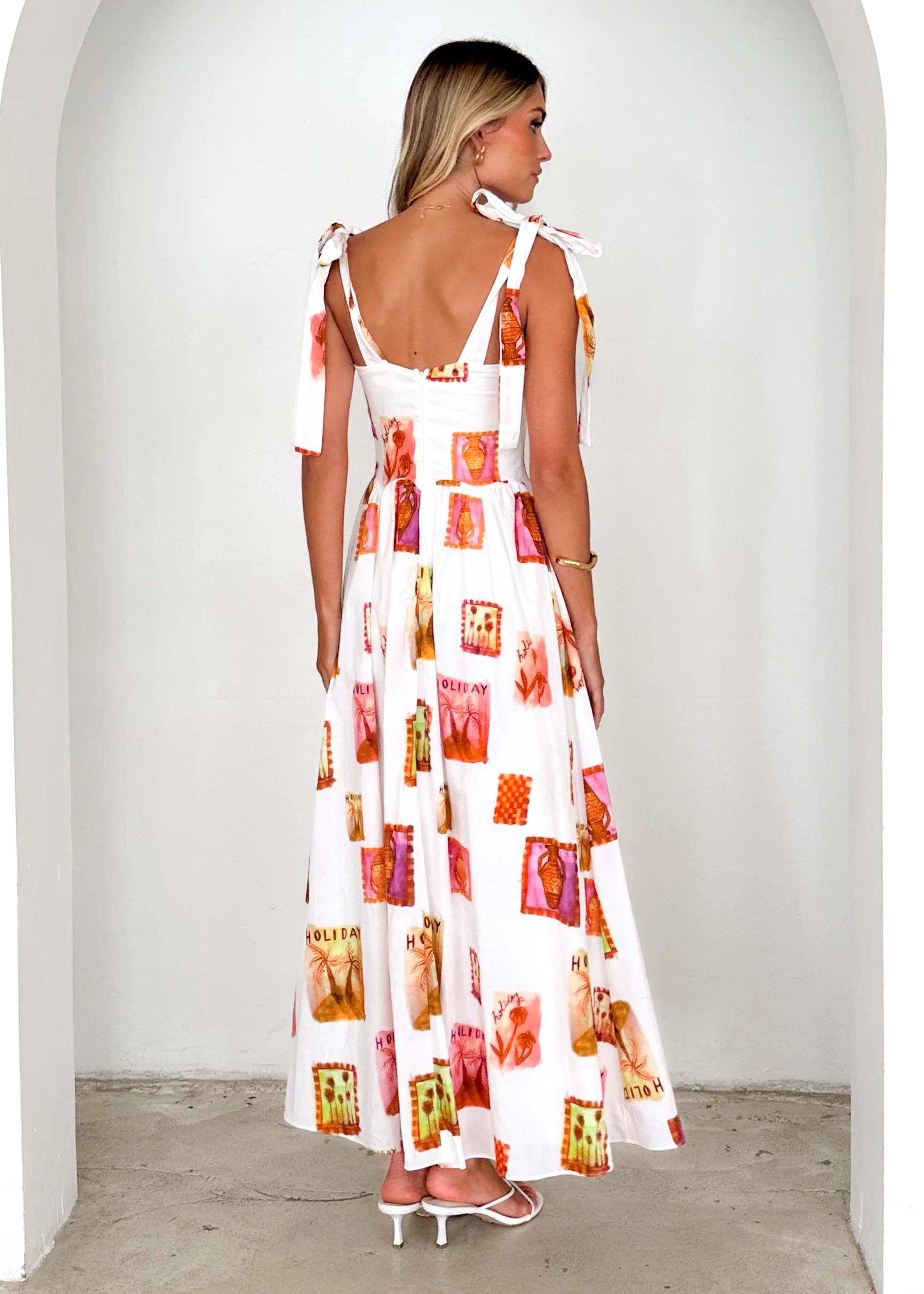 Pipeline Maxi Dress - White Abstract