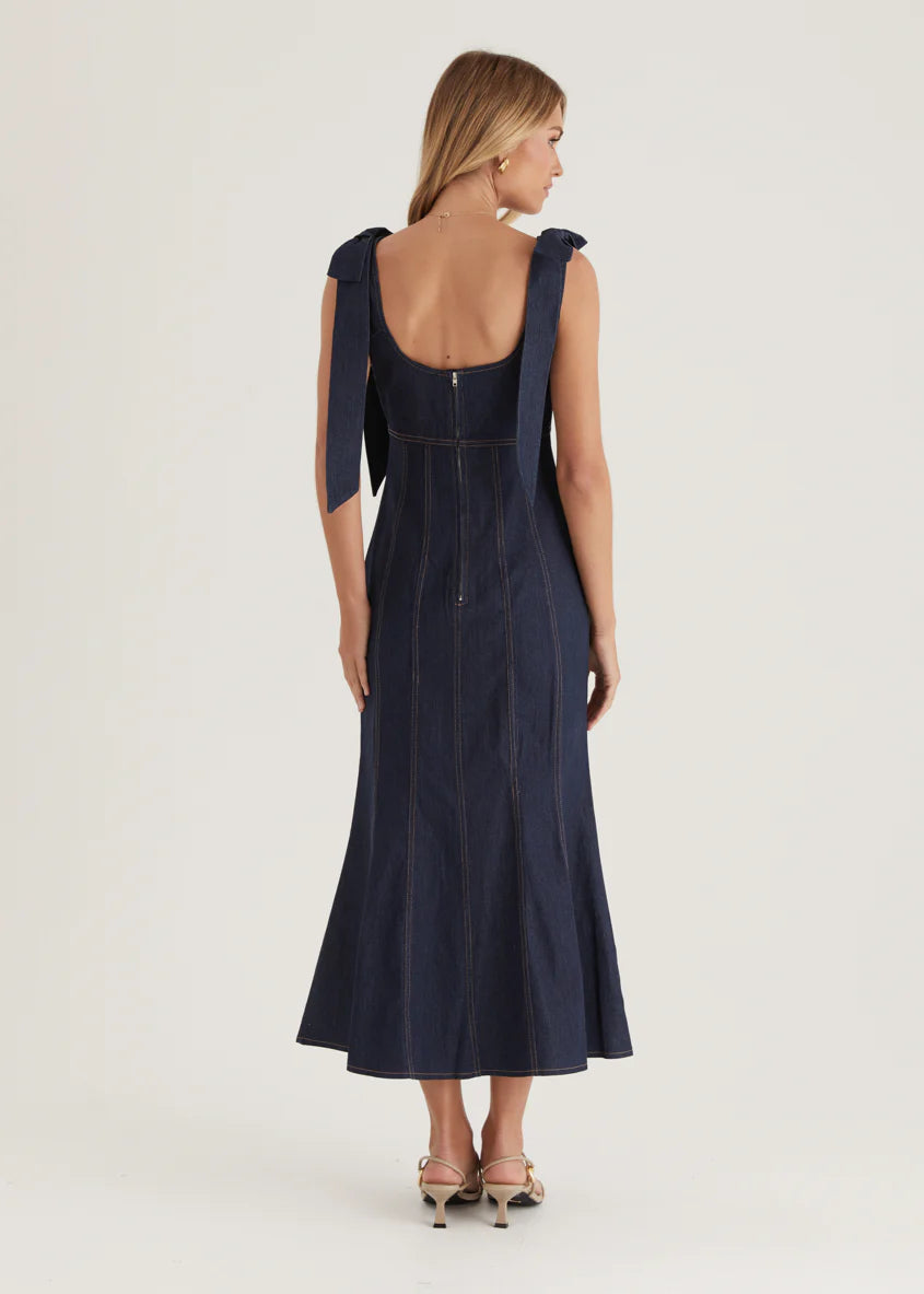 Adeline Denim Midi Dress - Indigo