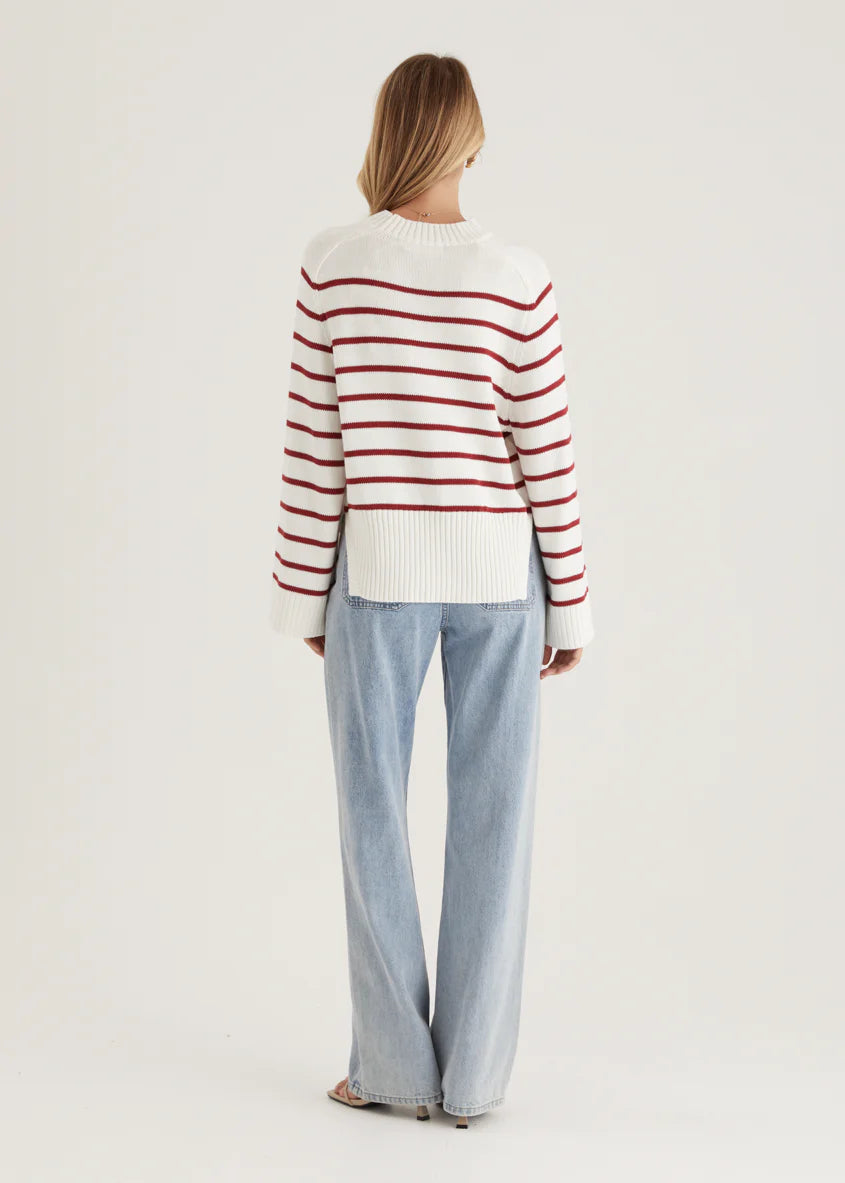 Eva Sweater - Wine Stripe