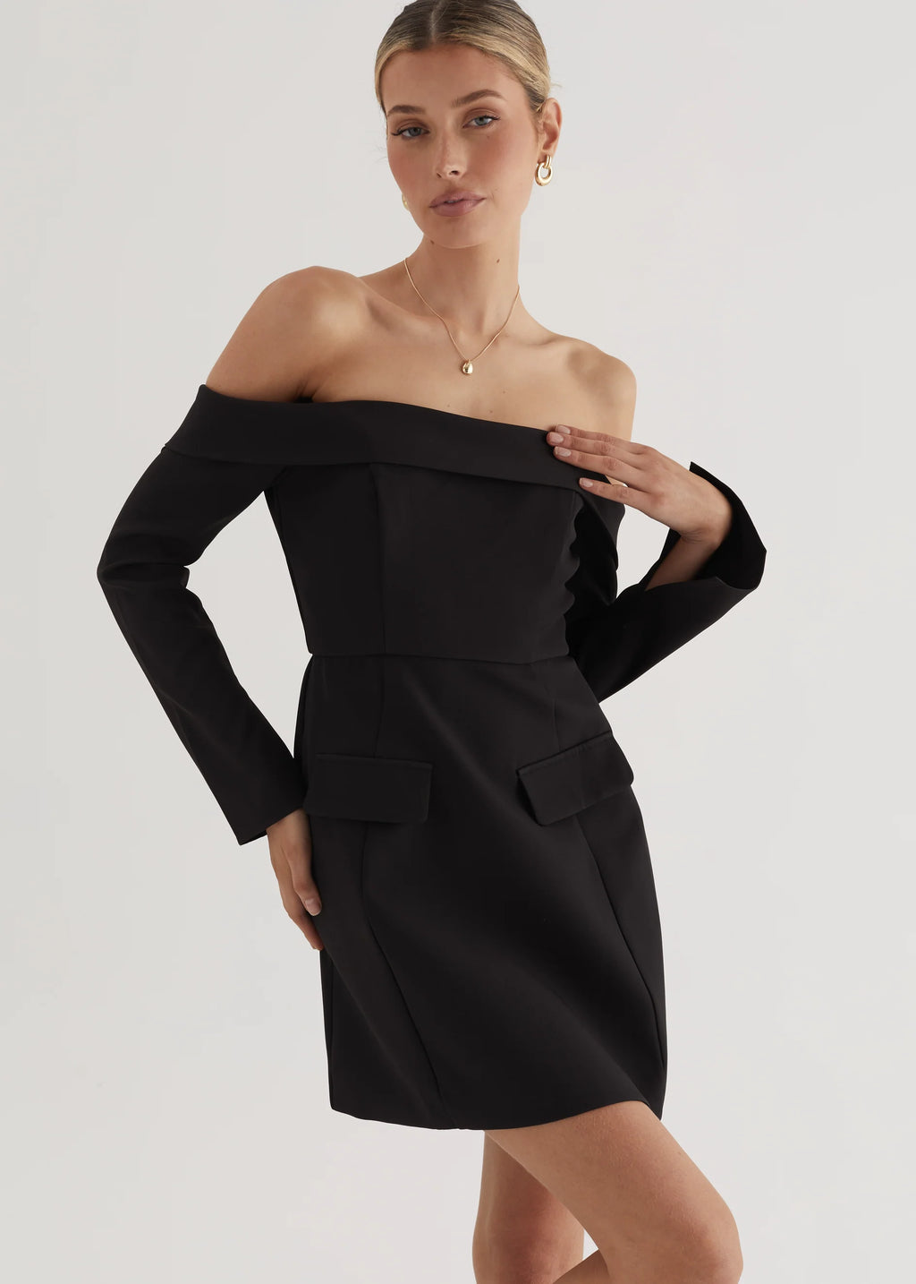 Santiago Off Shoulder Dress - Black