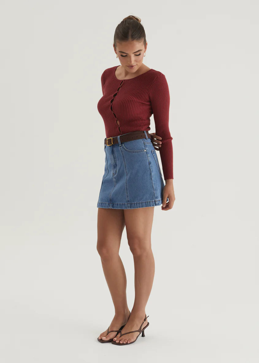 Sabine Denim Skirt - Mid Blue