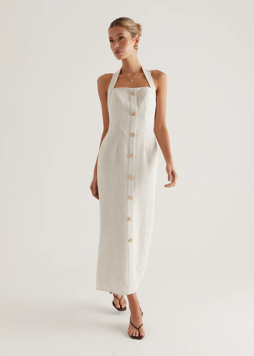 Marina Halter Midi Dress - Off White