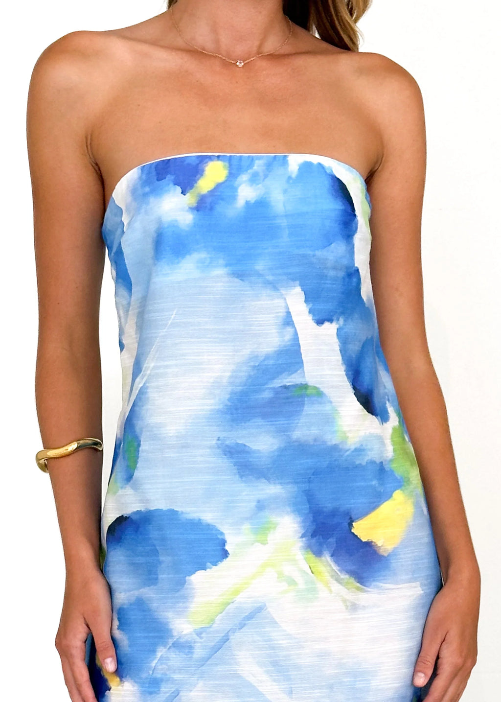 Aperol Strapless Maxi Dress - Blue Splash