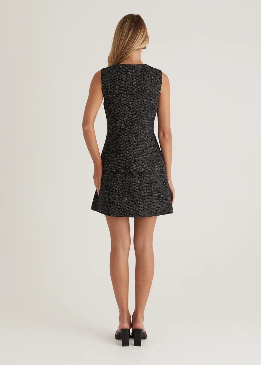 Minnie Vest Top - Black Marl