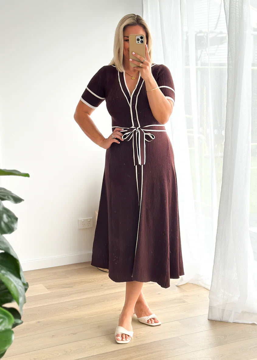 Jules Knit Midi Dress - Espresso