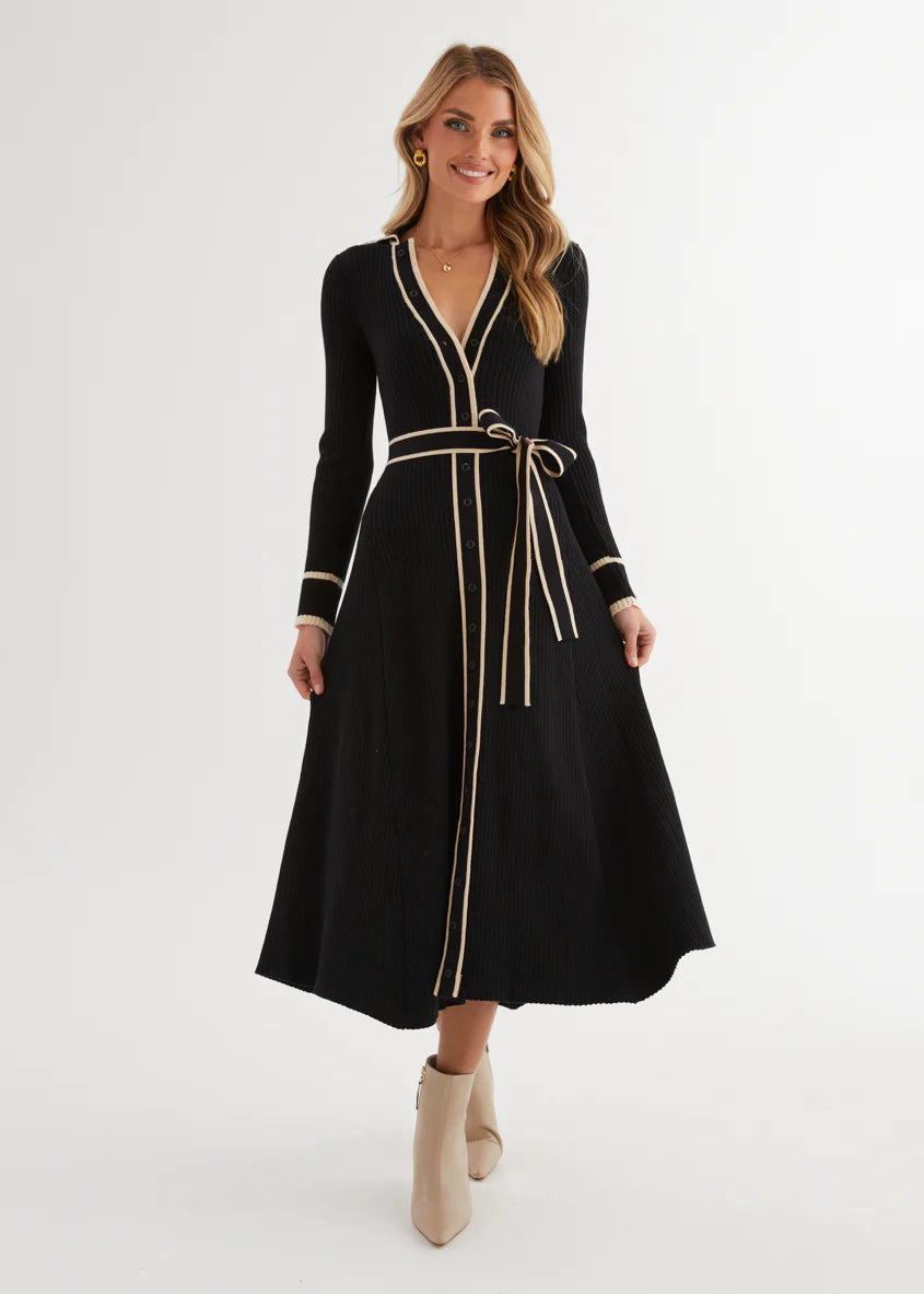 Adah Knit Midi Dress - Black