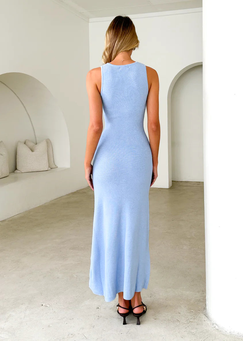 Tully Knit Midi Dress - Sky Blue