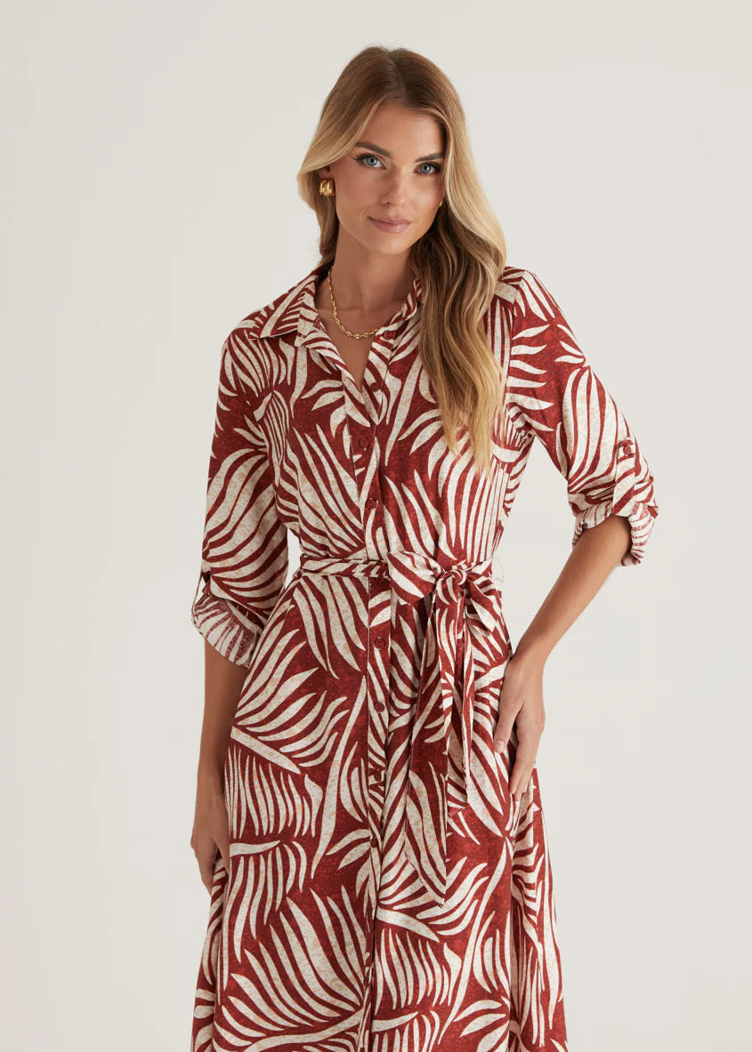 Luxe Midi Dress - Wine Fern