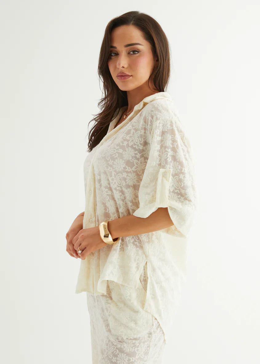 Natassia Lace Shirt - Off White