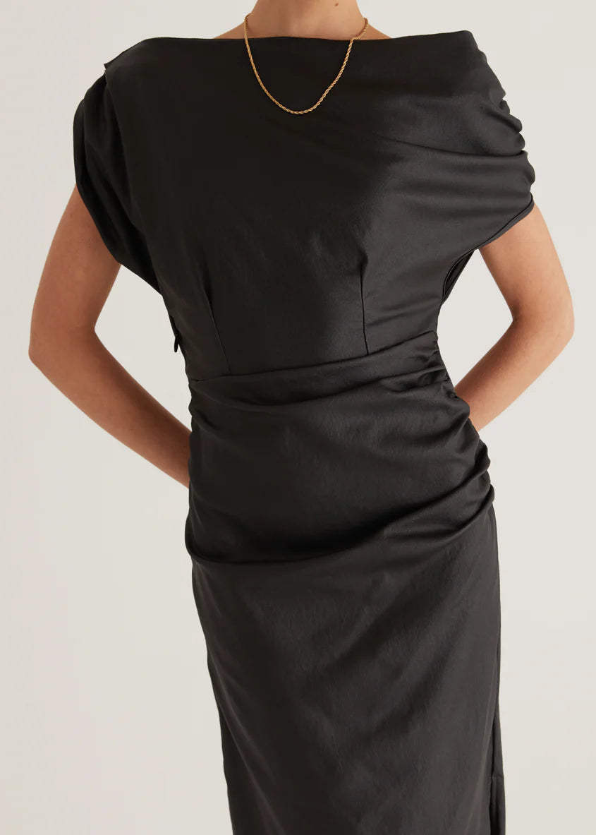 Astro Coated Midi Dress - Black