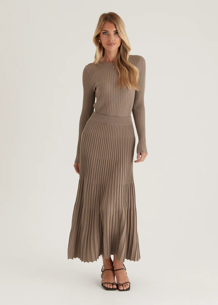 Skylee Knit Maxi Skirt - Mocha